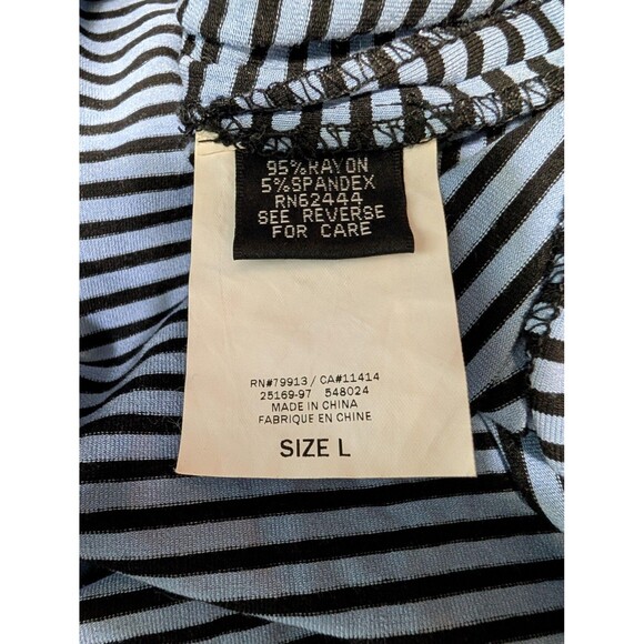 Artelier Nicole Miller Dress Womens Large Blue Black Striped Maxi Tank Stretch - Picture 8 of 9